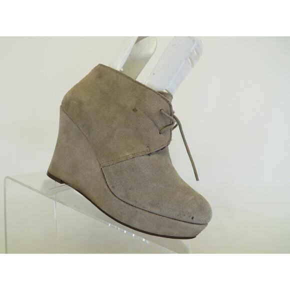 LUCKY BRAND Womens Beige Suede Platform Wedge Ankle Boots Booties Size 8 M - Picture 1 of 11